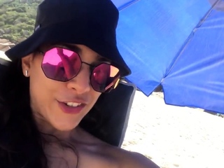 First-time Nudist Hesitates to Undress on Beach